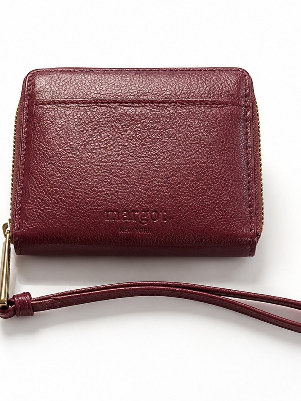 MARGOT Leather Burgandy Zip Wristlet Wallet